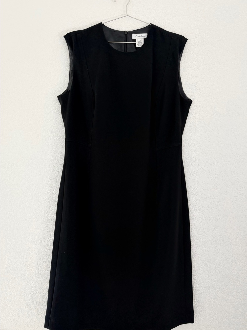 CALVIN KLEIN Classic Black Sleeveless Midi Sheath Dress Size 14